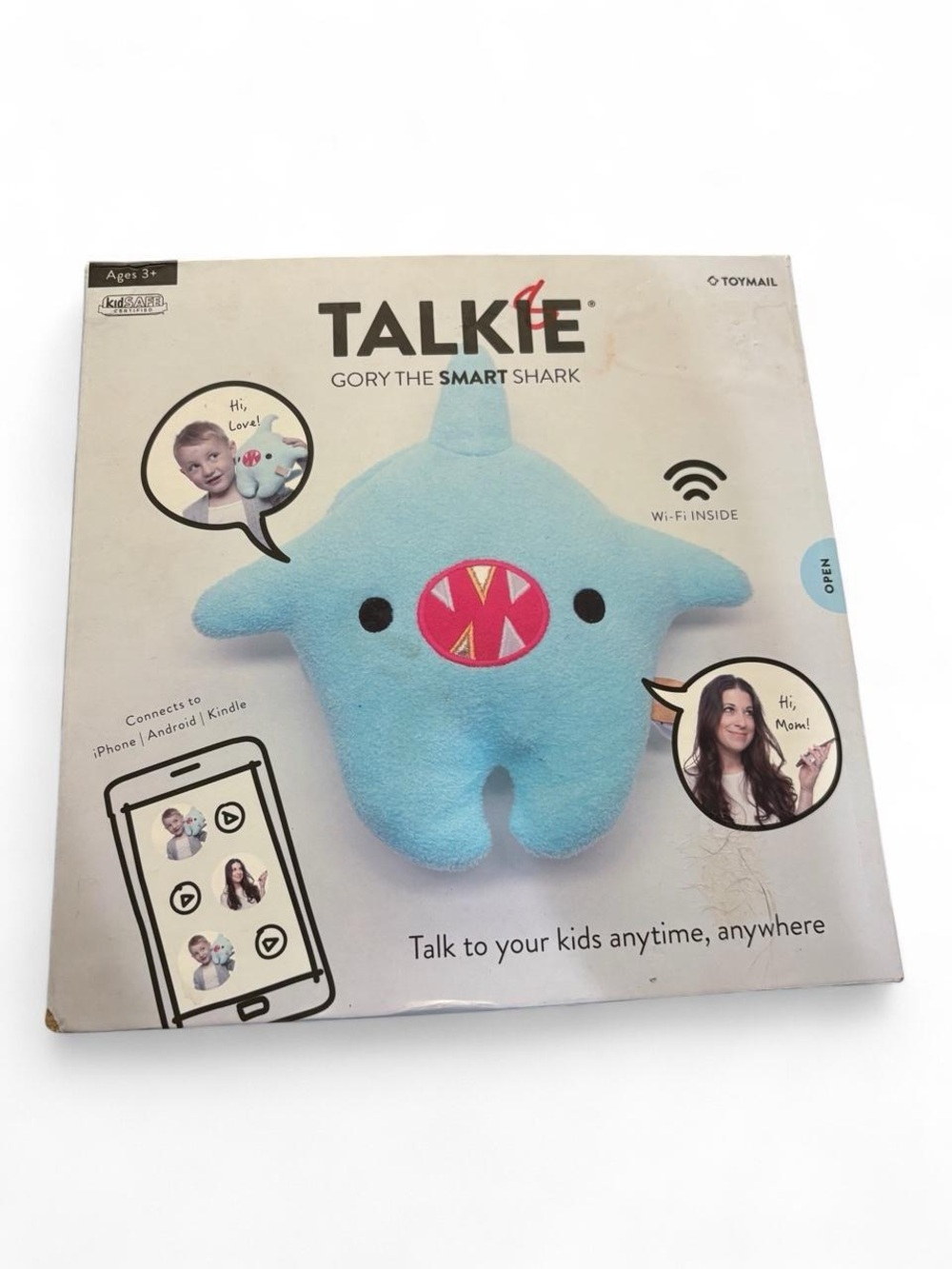 Talkie Gory the Smart Shark Blue plush shark with red mouth, interactive toy